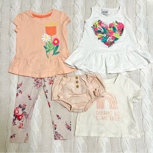Bundle of Floral and Rainbow Baby Clothing Set 12-18 months